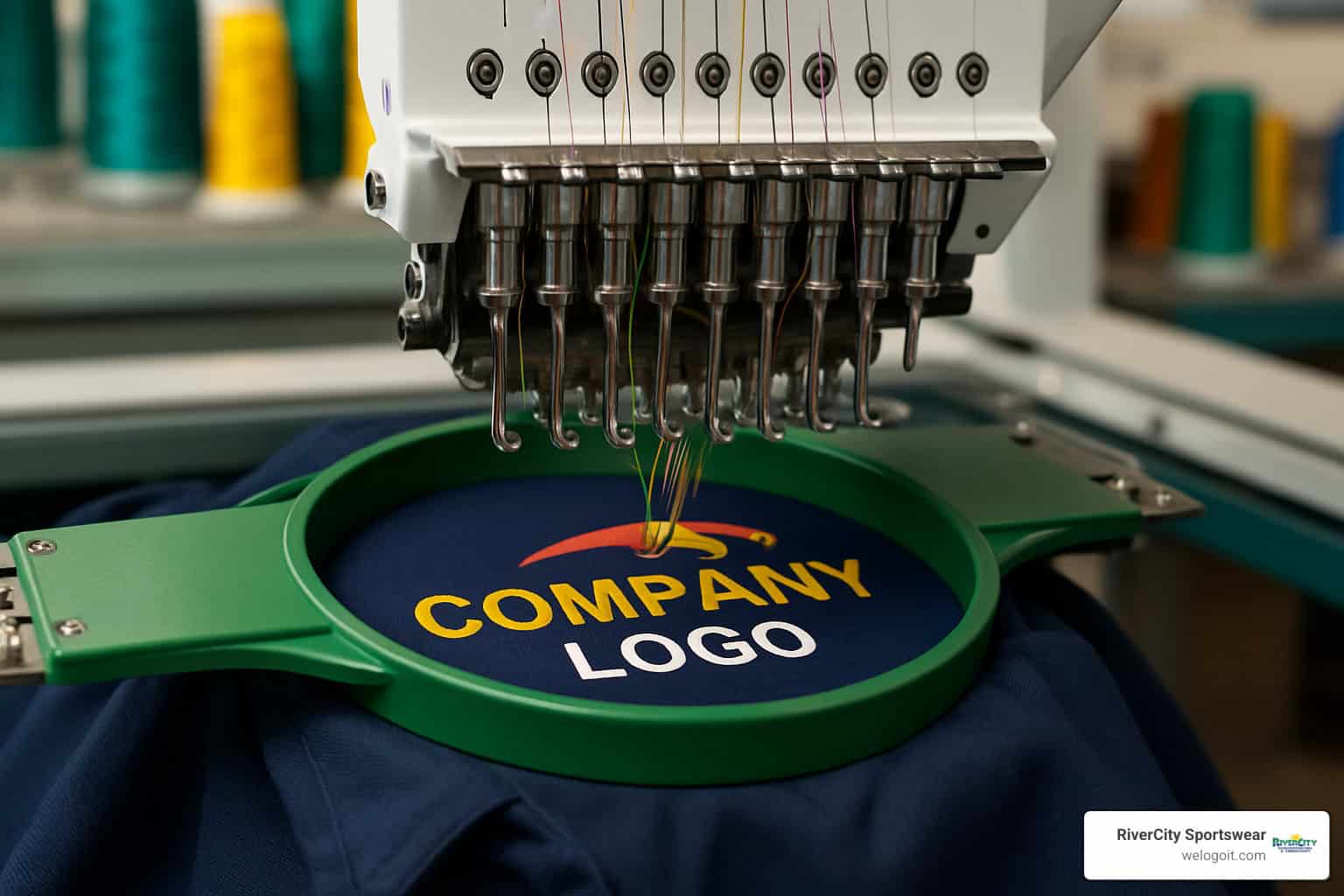embroidery machine in action - embroidered uniforms embroidery machine in action - embroidered uniforms